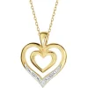 Zawieszka z żółtego złota z diamentami - serca - 0,005 ct - próba 585