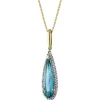 Zawieszka z żółtego złota z diamentami i topazem London Blue - próba 585
