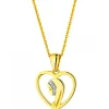 Zawieszka z żółtego złota z diamentami - medalik Matka Boska, serce - 0,006 ct - próba 375