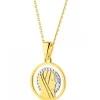 Zawieszka z żółtego złota z diamentami - medalik Matka Boska - 0,009 ct - próba 375