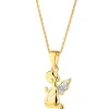 Zawieszka z żółtego złota z diamentem - aniołek - 0,004 ct - próba 585