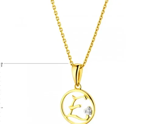 Zawieszka z żółtego złota z diamentem - litera E - 0,003 ct - próba 585