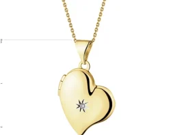 Zawieszka z żółtego złota z diamentem - puzderko - serce - 0,005 ct - próba 375