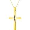 Zawieszka z żółtego złota z diamentem - krzyż - 0,005 ct - próba 585