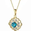 Zawieszka z żółtego złota z diamentami i topazem London Blue - próba 585