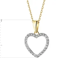 Zawieszka z żółtego złota z diamentami - serce - 0,10 ct - próba 585