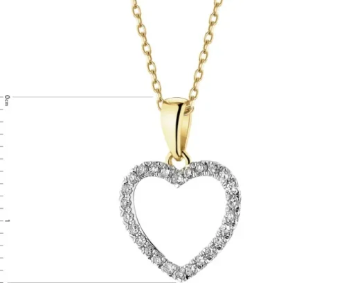 Zawieszka z żółtego złota z diamentami - serce - 0,10 ct - próba 585