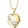 Zawieszka z żółtego złota z diamentami - puzderko - serce - 0,01 ct - próba 375