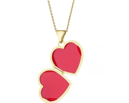 Zawieszka z żółtego złota z diamentami - puzderko - serce - 0,01 ct - próba 375