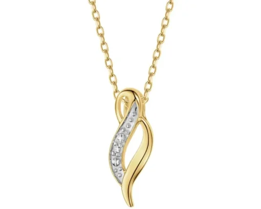 Zawieszka z żółtego złota z diamentem - litera H, serce - 0,005 ct - próba 585