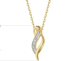 Zawieszka z żółtego złota z diamentem - litera H, serce - 0,005 ct - próba 585