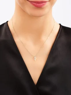 Zawieszka z żółtego złota z diamentem - litera H, serce - 0,005 ct - próba 585