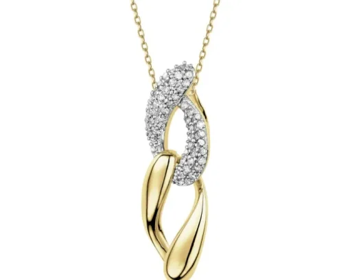 Zawieszka z żółtego złota z diamentami - 0,15 ct - próba 585