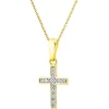Zawieszka z żółtego złota z diamentami - krzyż - 0,02 ct - próba 375
