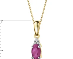 Zawieszka z żółtego złota z diamentami i rubinem - próba 375