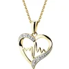 Zawieszka z żółtego złota z diamentami - serce, EKG serca - 0,006 ct - próba 375
