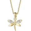 Zawieszka z żółtego złota z diamentami - ważka - 0,01 ct - próba 375