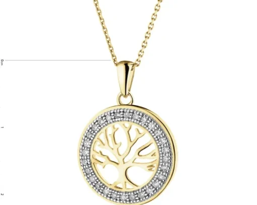 Zawieszka z żółtego złota z diamentami - drzewko - 0,10 ct - próba 585