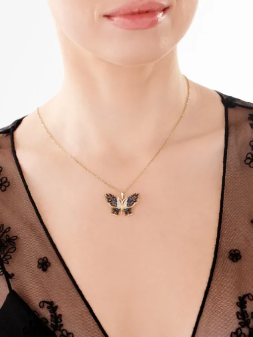 Zawieszka z żółtego złota z diamentem - litera N, serce - 0,005 ct - próba 375