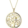 Zawieszka z żółtego złota z diamentami - drzewko, sowa - 0,02 ct - próba 375
