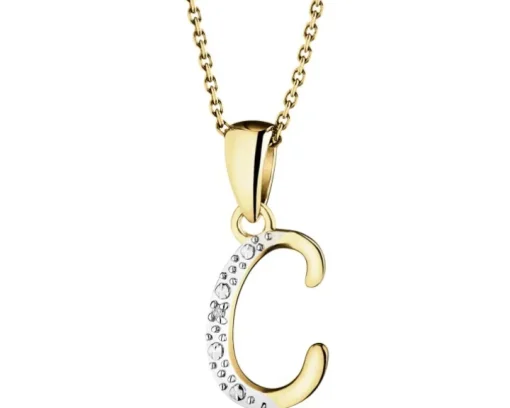 Zawieszka z żółtego złota z diamentem - litera C - 0,003 ct - próba 375