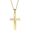 Zawieszka z żółtego złota z diamentem - krzyż - 0,003 ct - próba 585