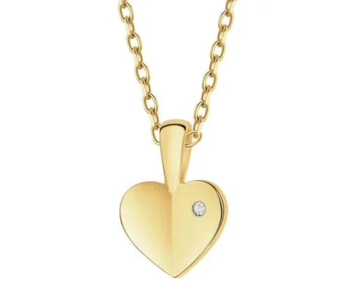 Zawieszka z żółtego złota z diamentem - serce - 0,002 ct - próba 585