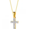 Zawieszka z żółtego złota z diamentami - krzyż - 0,02 ct - próba 585
