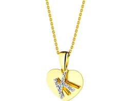 Zawieszka z żółtego złota z diamentem - serce, litera K - 0,003 ct - próba 375