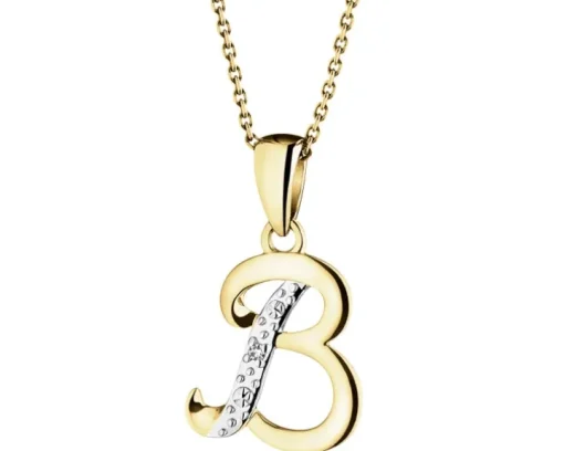 Zawieszka z żółtego złota z diamentem - litera B - 0,003 ct - próba 375