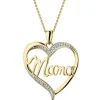 Zawieszka z żółtego złota z diamentami - mama, serce - 0,01 ct - próba 375
