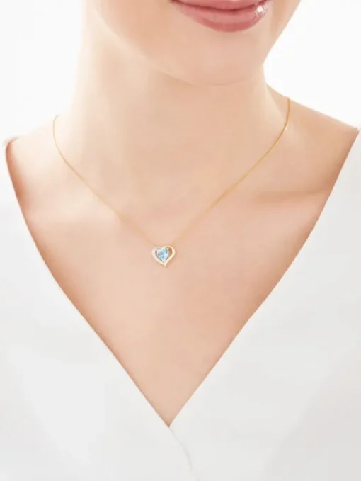 Zawieszka z żółtego złota z diamentem - litera P, serce - 0,005 ct - próba 585