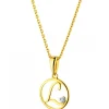 Zawieszka z żółtego złota z diamentem - litera L - 0,003 ct - próba 585