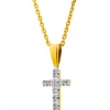Zawieszka z żółtego złota z diamentami - krzyż - 0,01 ct - próba 585