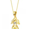 Zawieszka z żółtego złota z diamentem - aniołek, serce - 0,004 ct - próba 375