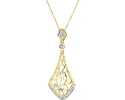 Zawieszka z żółtego złota z diamentami - 0,08 ct - próba 585