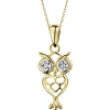 Zawieszka z żółtego złota z diamentami - sowa - 0,01 ct - próba 375