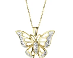 Zawieszka z żółtego złota z diamentami - motyl - 0,01 ct - próba 375