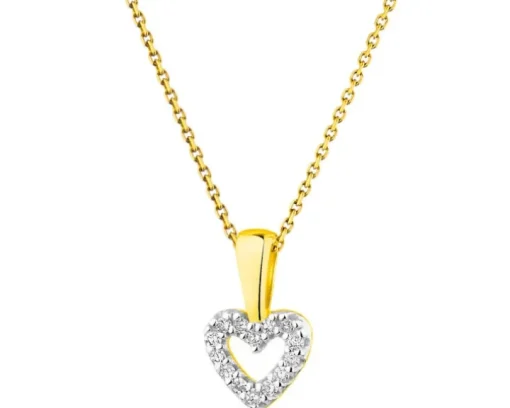 Zawieszka z żółtego złota z diamentami - serce - 0,03 ct - próba 375