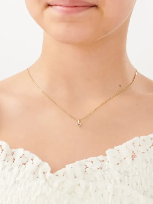 Zawieszka z żółtego złota z diamentami - serce - 0,03 ct - próba 375