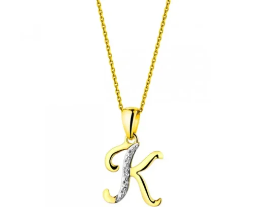 Zawieszka z żółtego złota z diamentem - litera K - 0,003 ct - próba 375