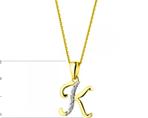 Zawieszka z żółtego złota z diamentem - litera K - 0,003 ct - próba 375