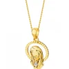 Zawieszka z żółtego złota z diamentem - medalik Matka Boska - 0,004 ct - próba 375