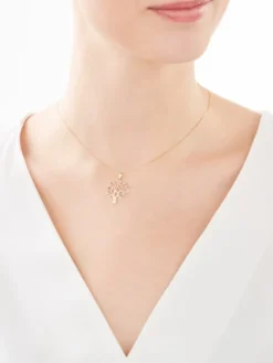 Zawieszka z żółtego złota z diamentami - drzewko - 0,01 ct - próba 585