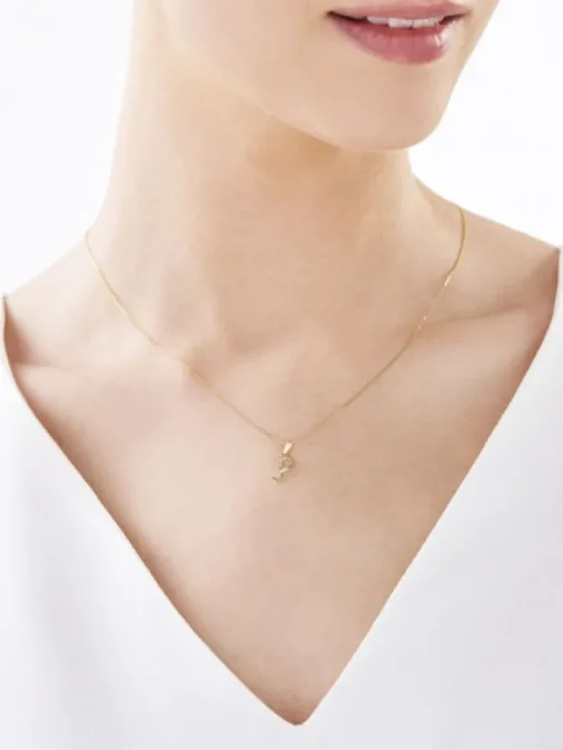 Zawieszka z żółtego złota z diamentem - litera P - 0,004 ct - próba 585