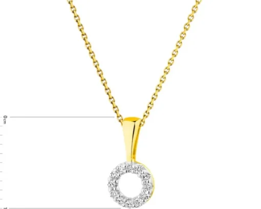 Zawieszka z żółtego złota z diamentami - koło - 0,02 ct - próba 375