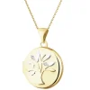 Zawieszka z żółtego złota z diamentami - puzderko - drzewko - 0,01 ct - próba 375