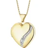 Zawieszka z żółtego złota z diamentami - puzderko - serce - 0,01 ct - próba 375