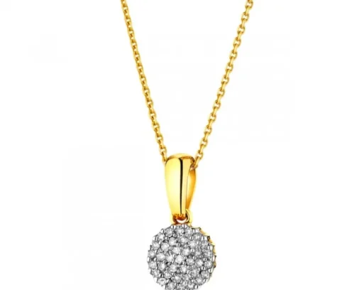 Zawieszka z żółtego złota z diamentami - 0,09 ct - próba 585