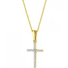 Zawieszka z żółtego złota z diamentami - krzyż - 0,05 ct - próba 585
